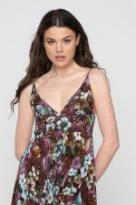 Woman in maxi floral dress