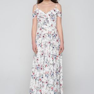 Woman in maxi floral dress