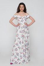 Woman in maxi floral dress