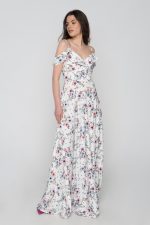 Woman in maxi floral dress