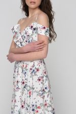 Woman in maxi floral dress