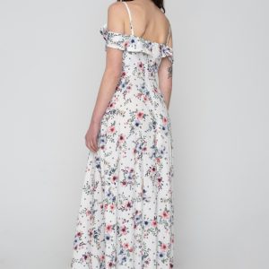 Woman in maxi floral dress