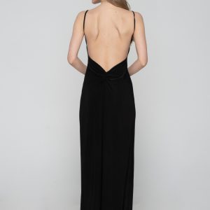 Woman in black maxi dress