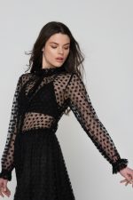 Woman in maxi black dress