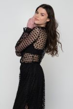 Woman in maxi black dress