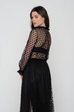 Woman in maxi black dress