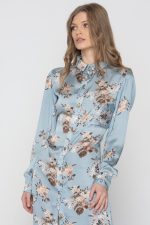 Woman in midi floral dress