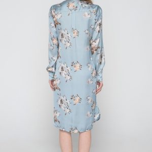 Woman in midi floral dress