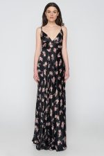 Woman in maxi floral dress