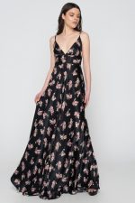Woman in maxi floral dress