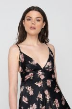 Woman in maxi floral dress