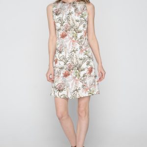 Woman in mini floral dress