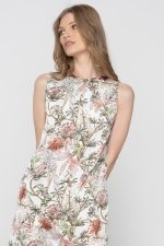 Woman in mini floral dress