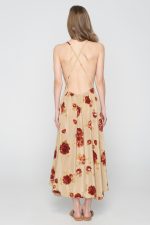 Woman is midi floral dress