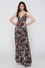 Woman in maxi floral dress