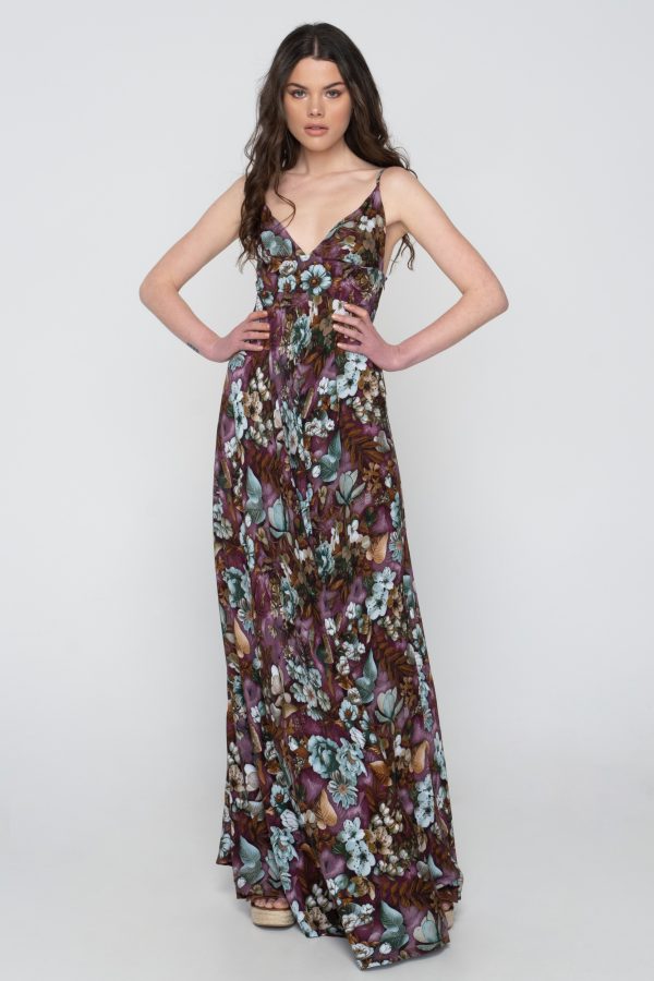 Woman in maxi floral dress