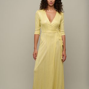 Woman in yellow summer dress