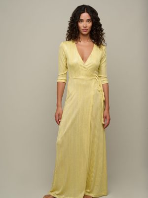 Woman in yellow summer dress