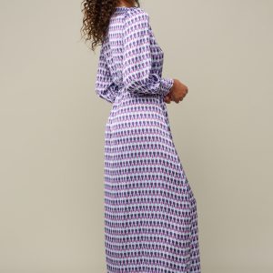 Woman in maxi patterned summer dress