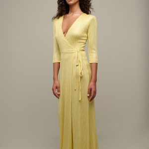 Woman in yellow summer dress