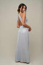 Woman in light blue summer dress