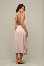 Woman in pink summer dress