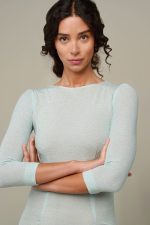 Woman in mini summer dress