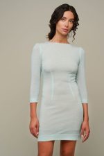 Woman in mini summer dress