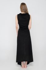 Woman wearing black beachwear kimono