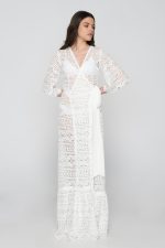 Woman wearing white summer dress