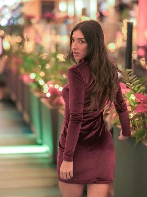 Red Wine Mini Velvet Dress