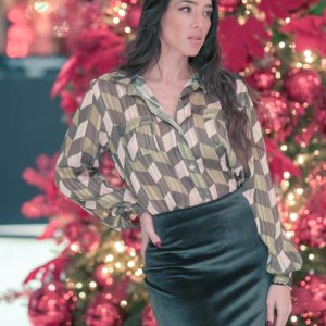 Olive Midi Velvet Skirt