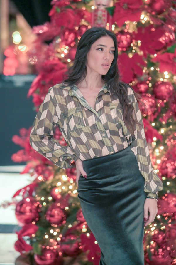 Olive Midi Velvet Skirt