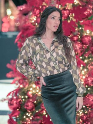 Olive Midi Velvet Skirt