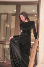 Sparkle Black Maxi Velvet Dress