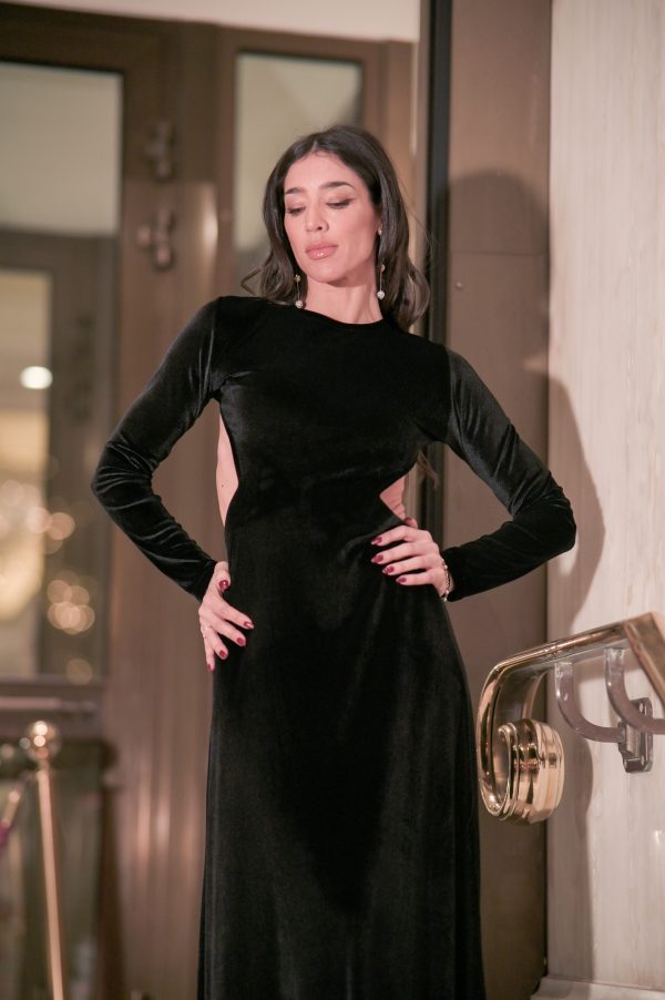 Sparkle Black Maxi Velvet Dress