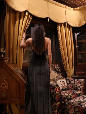 Olive Maxi Velvet Dress